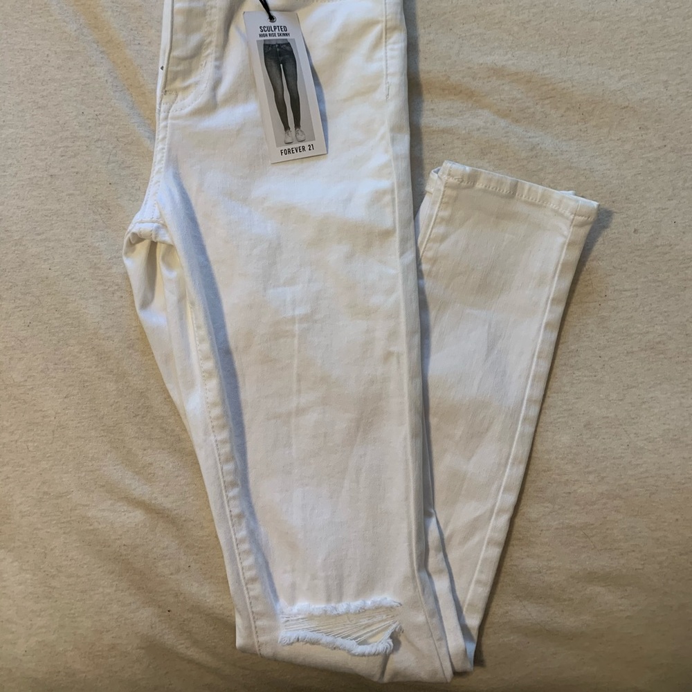 NTW white high res distressed skinny jeans